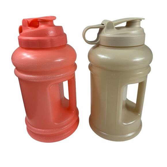 Hydrojug Lot 2 Bottles 73oz Coral Sand 2 Straws 1 Tan Sleeve Pockets Strap - Picture 6 of 16